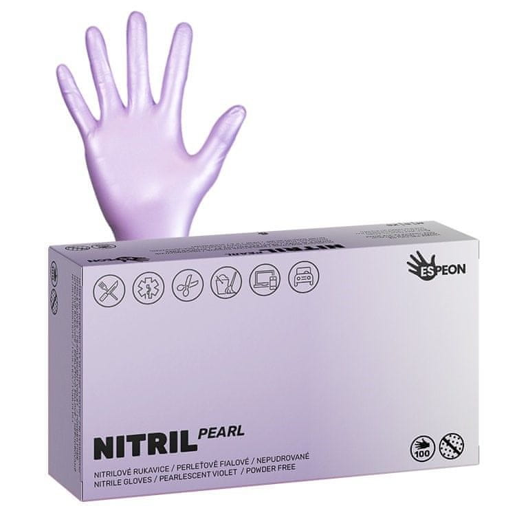 Espeon Nitrilové rukavice NITRIL SPARKLE 100 ks, nepudrované S, perleťovo fialové